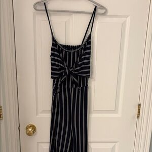 Source Unknown Black and White Striped Jumpsuit